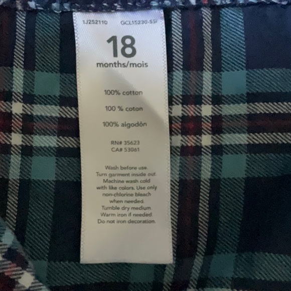 Carter’s long sleeve boys faux flannel plaid button down pants set. 18m - Picture 3 of 9